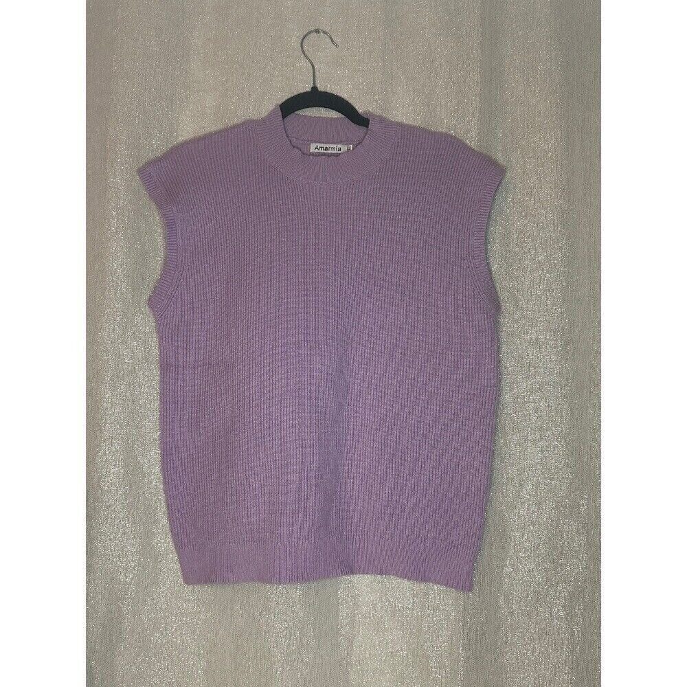 Amarmia Knit Top‎ Sleeveless Lavender Purple & Teal Ribbed Sweater Vest.Size 2XL